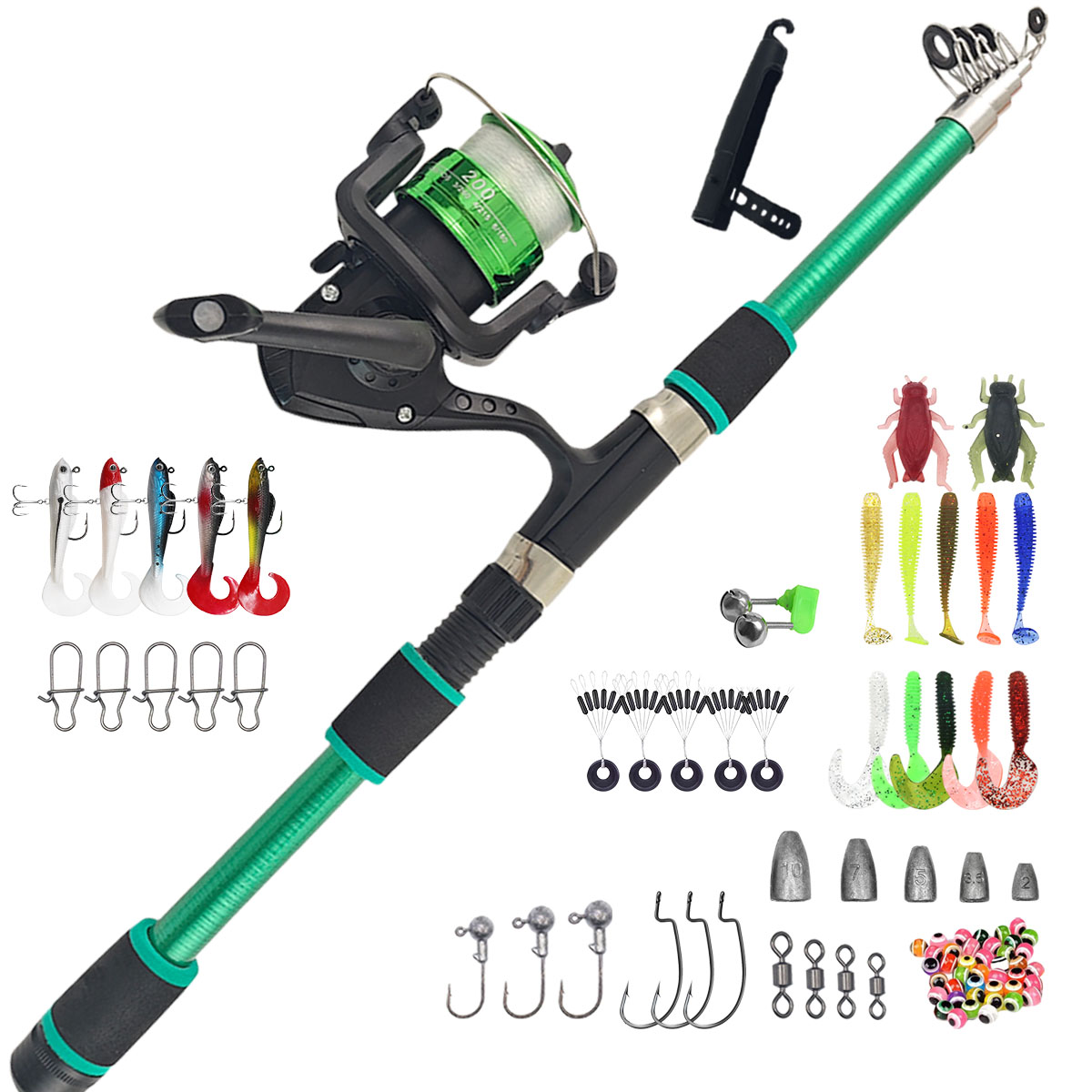 Baitcasting Reel - Portable Telescopic Fishing Rod & Reel