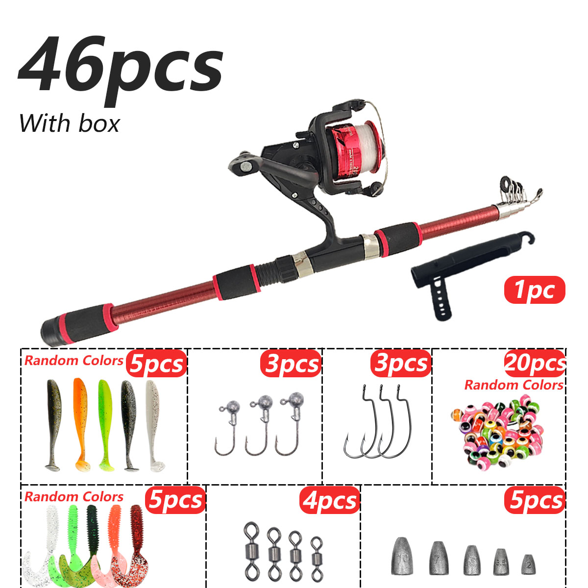 46Pcs Telescopic Fishing Rod R - Baitcasting Reel recensione e prezzo