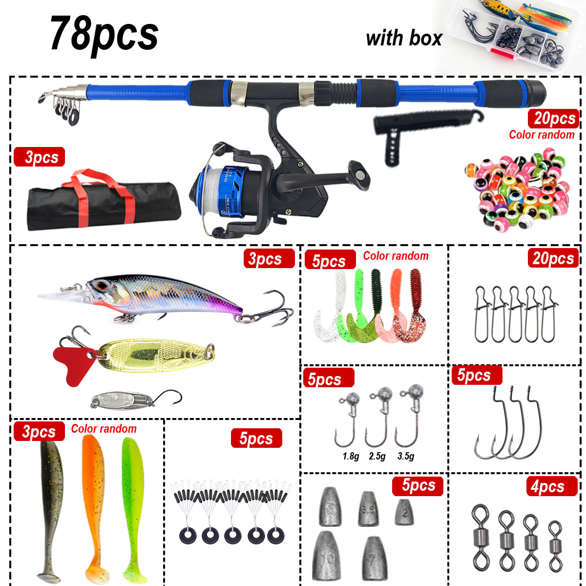 46Pcs Telescopic Fishing Rod R - Baitcasting Reel recensione e prezzo